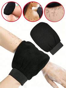 1只深层去角质手套，光滑亮泽 - 身体磨砂沐浴 - 去除干燥死皮 - 温和有效的去角质手套，韩国去角质手套，可明显去除死皮，适用于晒黑或毛周角化症，100%粘胶纤维制成，包含身体磨砂膏、收纳袋和发夹