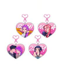 Mattel 1pc HUNTRIX Witch Hunter Acrylic Heart-Shaped Keychain, Cute Anime Bag Charm, KPOP Merchandise - Multicolor - View 8