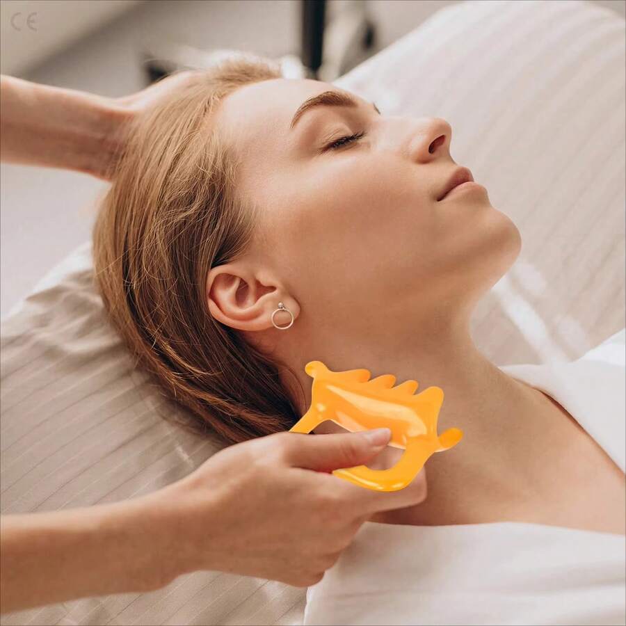 Resin Arc-Shaped Gua Sha Scraper Cervical Massager Board, Back, Legs, Shoulders, Neck, Face Unblocking, Rolling Tendons, Suitable For All Body - Double-row Handheld Massager - View 1