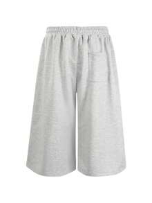 Men's Elastic Waist Loose Wide Leg Soft Velvet Fabric Street Casual Capri Pants, Suitable For Skateboarding, Leisure Sports And Other Occasions In Spring And Autumn Summer - Light Grey - View 9