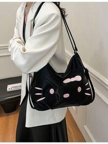 SANRIO Hello Kitty 2025秋冬新款托特包 - 时尚百搭通勤可爱卡通斜挎单肩包，大容量宽敞手提包，采用优质耐磨面料。完美适用于办公、日常出行和周末郊游，百搭的卡哇伊卡通细节，是情侣和时尚达人的理想时尚配饰。 - 彩色 - 查看 7