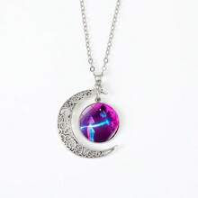1pc Kpop Witch Hunting Crew Necklace, Moon Pendant Necklace With Time Gem Silver Jewelry - Multicolor - View 13