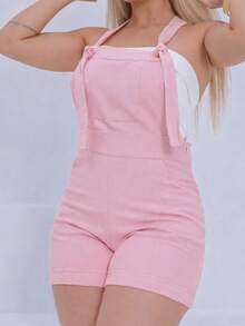 Women's MARIA Jumpsuit In Premium Linen Fabric With Pockets And Side Zipper - 淺粉色 - 查看 2