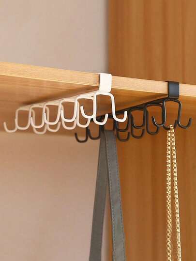 1pc Hat Rack, Belt Rack, Wardrobe Accessory Rack With 6 Hat Hooks, Closet Door Hanging Rack, No Drilling Required, Simple Storage Shelf, Hat Hooks To Save Wardrobe Space, Can Be Used To Store Towels, Hats, Bags, Scarves And Other Home Goods, Bedroom Accessories, Decorations