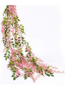 1/2件装10枝人造紫藤花吊饰，白色丝绸紫藤，适用于婚礼拱门、派对花园、家居装饰、复活节礼物、婚礼装饰、精美房间装饰、情人节、生日礼物、毕业礼物 - 粉色 - 查看 9