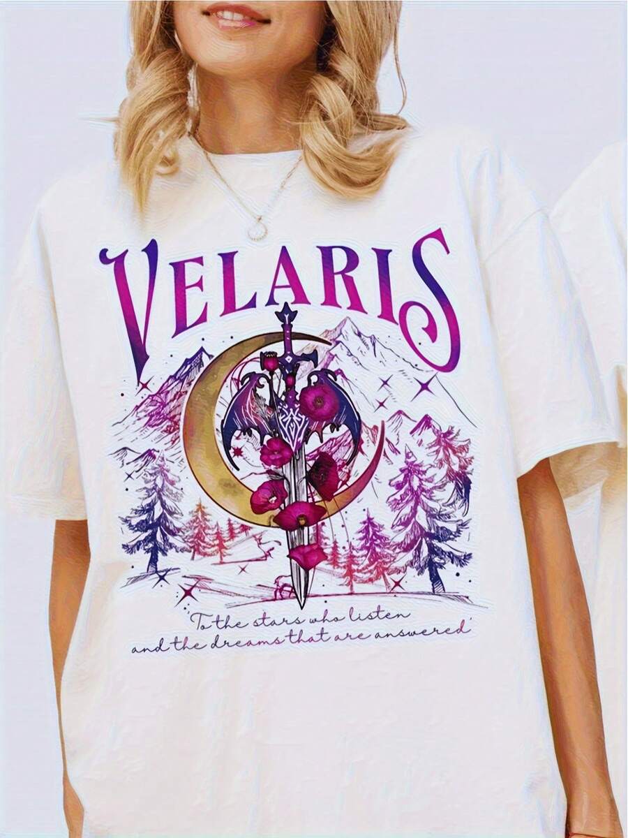 Women's &Lt; Glass Throne &Gt; ACOTAR Villaris-Shirt - No More Helplessness Book Series Design, Dark Academia Style, Doomsday Violence, Still Text - TJ Klune Fans And Sarah J. Maas Readers Casual Fantasy Literature Shirt, Washable Daily And Exhibition Wear, Comfortable Fit - 白色 - 查看 1