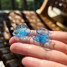 8/4pcs High Transparency Glass-Like Plastic Cup & Saucer Set, Miniature Cup Model, Suitable For Doll House Decor, DIY Accessories, Doll Photography Props - Multicolor - View 3