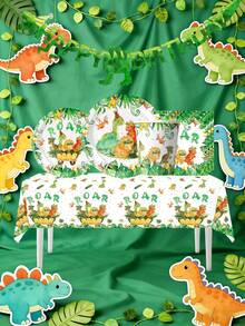 Dinosaur Party Set Of Tableware, Dinosaur Birthday Party Decorations, Includes Dinosaur-Shaped Plates, Cups, Napkins, Suitable For 10-Person Birthday Party Decorations And Party Gifts - Multicolor - View 2