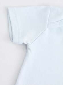 Disney Baby Clothing, Newborn  - Unisex - Disney Stitch Alphabet Creative Cartoon Print - Crawling And Toddling Stage Set - Summer Outdoor Casual Crewneck Crawling Coverall With Triangle Hem Design - Summer Essential Item - Fun-Filled - Adorably Cute - Perfect Holiday Gift For Infants And Toddlers - Màu xanh nhạt - Xem 7