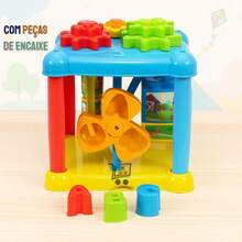 Brinquedo Educativo 1 Ano Bloco Baby Animal De Encaixe E Atividades Para Coordenação Motora - Azul - Visão 3