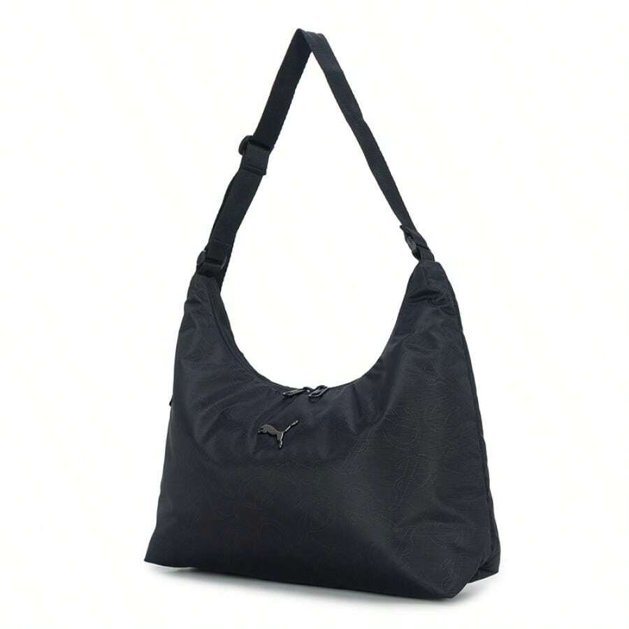 Puma Women's POP Slouchy Hobo Bag, Casual Outdoor Daily Wear Shoulder Bag, 091709-07 - Black - Handwritten Font All-over Print - View 1