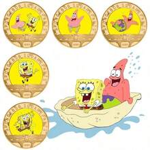 SpongeBob SquarePants 1枚海绵宝宝纪念币，小巧礼品收藏币动漫卡通周边摆件金属工艺品 - 彩色 - 查看 16
