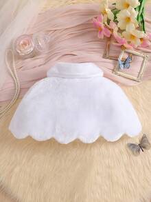 女童无袖仿皮草披肩外套，适合搭配连衣裙、公主裙、正式场合、派对、表演、游行、生日庆典、舞台演出、音乐会等。 - 白色 - 查看 2