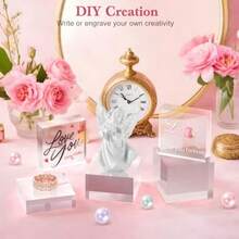 Soporte de base de acrílico paquete de 3 bloques acrílicos de 3 x 3 pulgadas para exhibición base de trofeos cubeta cuadrado transparente soporte de pedestal para coleccionables - Transparente - Ver 7