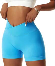 Women's Workout Gym Shorts Booty V Spandex Yoga Biker Shorts Scrunch Butt High Waisted Athletic LeggingsA Valentine's Day DA7V - 藍色 - 查看 1