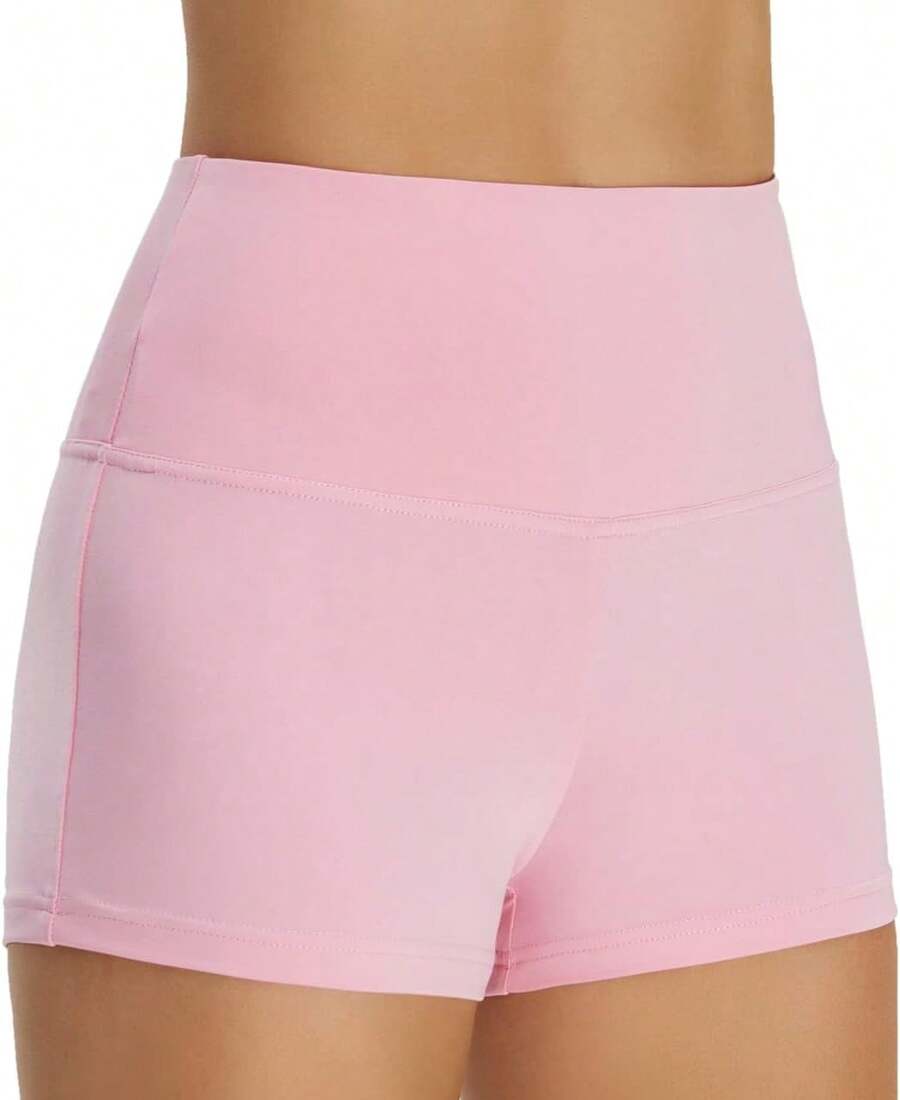 Cut Low Rise Booty Shorts - Spandex Active Dance Yoga Workout Fitness Shorts WomenA Valentine's Day KV0K - 粉紅色(高腰) - 查看 1