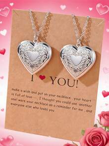 2pcs Fashionable 18K Gold Stainless Steel Hollow Heart & Tree Of Life Locket Pendant Necklace, Suitable For Valentine's Day Gift, Women's Daily Wear - Multicolor - View 15