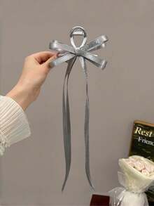 2pcs Women's Silver Ballet Bun Claw Clips With Long Ribbon Bow, Versatile Hair Clips For Ponytail, Bun, Everyday Use Fashin Hair Accessories Elegant Hair Claws - Multicolor - View 8