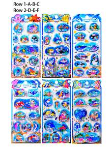 Ocean Animal Shaker Stickers, Underwater Creatures Shark Dolphin Quicksand Crystal Sticker Decals - Multicolor - View 3