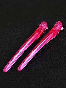 2个沙龙级透明发夹，专业铝制长嘴U型分区夹，无缝鸭嘴夹，用于头发分区和造型，打造蓬松发根造型