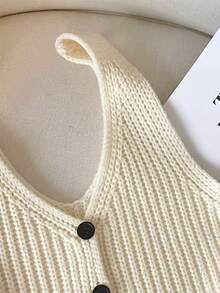 Retro Single-Breasted Striped Contrast Color Layered Casual Versatile Knit Vest Summer - Apricot - View 3