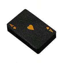 1 Set Of 54pcs Colorful Black & Gold Playing Cards, Waterproof Multi-Player Card Game Set, Magic Packaging, Suitable For Wedding, Party, Birthday, Holiday, Board Game Gift, Collection - Black - View 5