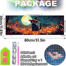 Bimkole Large Diamond Art Kits For Adults Halloween Pumpkin, Full Drill 5D DIY Rhinestone Embroidery Set Paint With Diamonds Art By NFUmberss Kits Cross Stitch Home Wall Craft Decoration 31.5x11.81 Inch - 大南瓜貓 - 查看 3