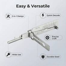 1pc SC4 2-In-1 Emergency Access Tool, Civilian Lock Pick, Portable, High Precision - Silver - View 3