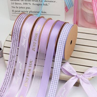 6pcs Heart-Shaped Gold Foil Ribbon, Love Letter Satin Ribbon Bows For Valentine's Day, Wedding, Mother's Day, Birthday Party Decoration, Flower Wrapping, DIY Sewing