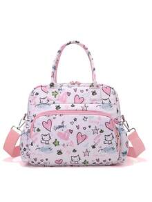 彩色印花大容量手提包，可爱图案单肩包，斜挎通勤休闲妈妈包 - 彩色 - 查看 14