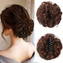 Hair Clip-On Bun Wig, Messy Updo, Voluminous Bridal Curls Updo, Synthetic Fiber Wig, Hairpiece, Hair Clips, Hairpins, Hair Bun, Hair Accessory Tools, Wig - Multicolor - View 5