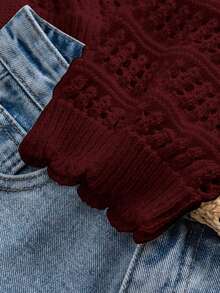 Women's Spring/Summer Casual Solid Color Textured Sheer Open Front Long Sleeve Cardigan, Soft Comfy Women's Spring Fashion Essential, Western Boho Top For School/Beach/Island/Chill Autumn, Valentine/Christmas/New Years Outfit, Women Curve-Flattering Holiday Gift - 紅色 - 查看 3