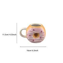 Valentine's Day Donut, Burger, Ice Cream Cone Shaped Ceramic Mug, High-Quality Milk, Breakfast, Coffee Cup - Multicolor - View 2
