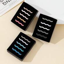 5件套海浪元素蓝粉黑白系列时尚饰品苹果美甲戒指环饰，搭配表带，尺寸40mm、41mm、42mm、38mm、44mm、45mm、46mm、49mm，柔软硅胶运动表带，装饰性设计，兼容 Series 10、9、8、7、6、5、4、3、2、1、SE，女士款 - 如圖 - 查看 12