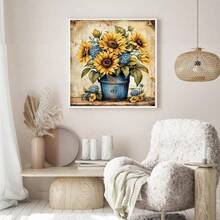Dlylust Sunflower Diamond Art Painting Kits For Adults - Full Drill Diamond Dots Paintings For Beginners, Round 5D Paint With Diamonds Pictures Gem Art Painting Kits DIY Crafts Kits 12x16inch - 向日葵 - 查看 6