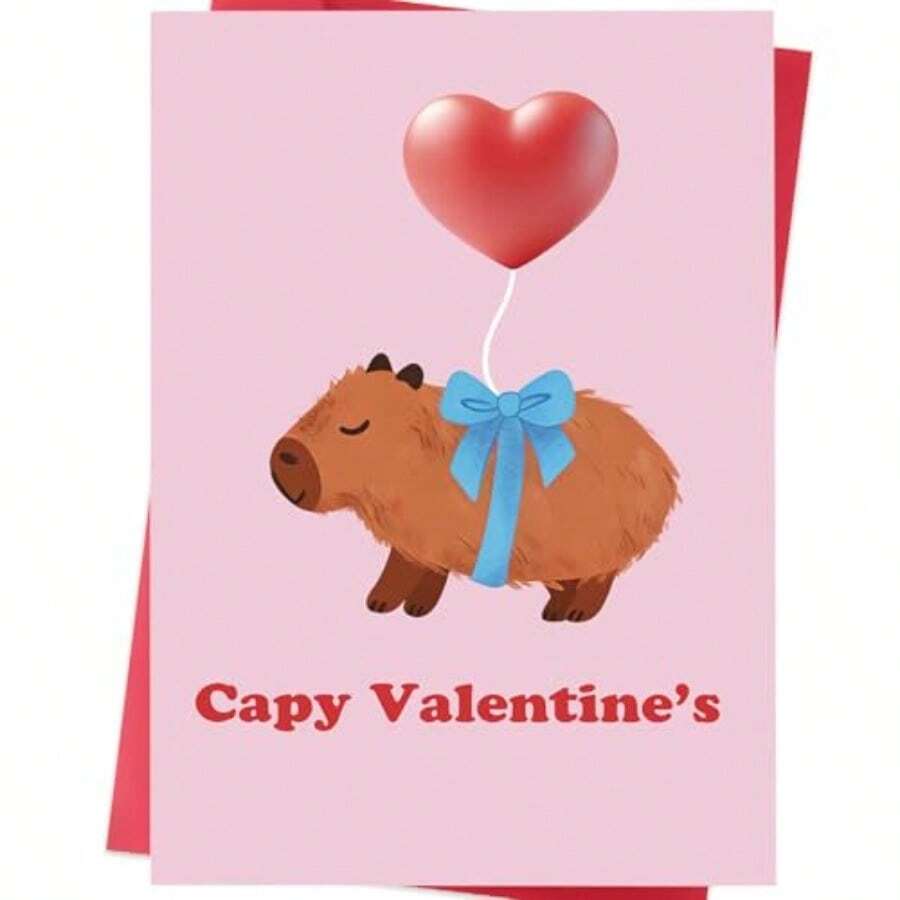 Valentines Day Card For Husband Wife Boyfriend Or Girlfriend Cute Capybara Valentine Gift For Him Or Her - WY505 - 查看 1