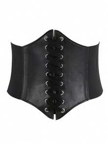 1pc Women's Renaissance Accessory Dark Punk Style Drawstring Adjustable Corset Belt, Suitable For Halloween Night Or Daily Wear - Black - View 11
