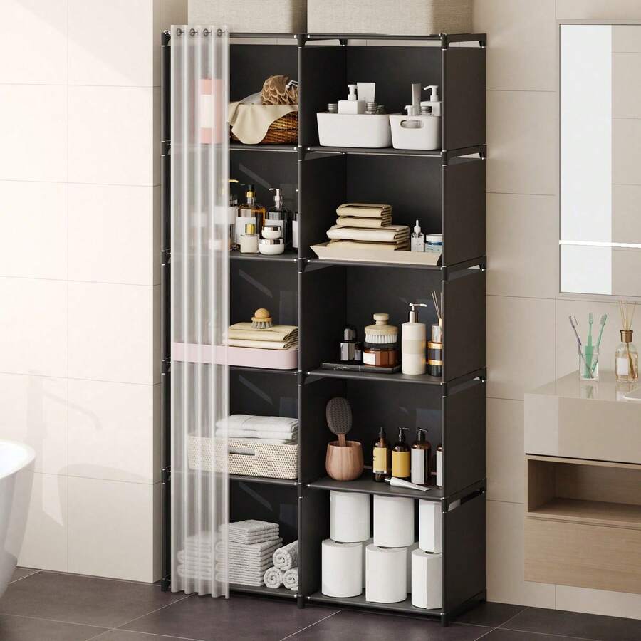 5/10 Compartments Simple Bathroom Organizer, Space-Saving Bathroom Cabinet With Adjustable Shelves, Easy Assembly Storage Organizer For Bathroom - Nhiều màu - Xem 1