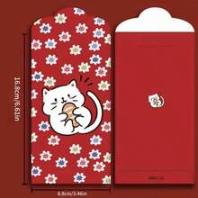 6 Cute Cat Red Envelopes | New Year's Holiday Red Envelopes, Decorative Paper Envelopes, Party Supplies, Size ≤ 4.5 Inches, ≤ 2.5 Inches - Kiểu 1 - Xem 2