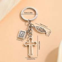 Hollow, Jesus Fish, Men's Bible Book Keychain, Four-Section Ring ZHPO - 1 - Xem 4