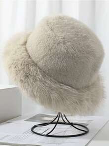 1pc Retro Faux Fur Bucket Hat, Thick Warm Versatile Women Winter Hat - Multicolor - View 14