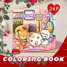 DIY Cozy Home: Cute Animal Adult Coloring Book, Interesting & Warm, Displaying Sweet Dreamy Couples, 24 Thick Pages, Pearlescent Paper Cover, Great Stationery For Relaxation, Suitable As Birthday Gift For Coloring Enthusiasts, Back To School Gift, Easter, Office Supplies, Mother's Day, Easter Decor, Size 7.9x7.9 Inches - Multicolor - View 2