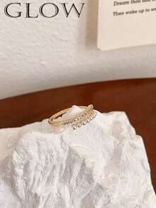 1pc Minimalist Geometric Open Line Crossing Ring, Suitable For Teenage Girls, Everyday & Holiday Wear - Geometry - View 3