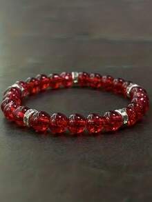 1条天然红色水晶手链，手工制作，时尚优雅的波西米亚风饰品，寓意招财纳福，是母亲节、生日、圣诞节的绝佳礼物，适合日常佩戴和特殊场合。 - 紅色 - 查看 2