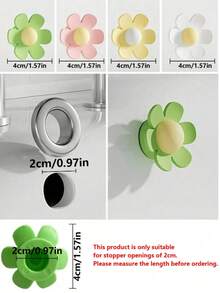 3pcs Bathroom Sink Overflow Cover | Odor-Proof Silicone Plug | Decorative Flower Design | Fits 2cm Drain Hole | 3pcs Set (Mixed Color) - Multicolor - View 2