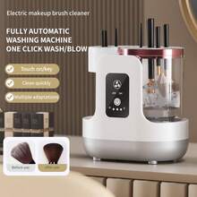 3-In-1 Electric Cosmetic Brush Cleaner, Automatic Cosmetic Brush Cleaner With Cosmetic Brush Dryer, Portable USB Plug And Play, Deep Cleaning, Suitable For All Sizes Of Cosmetic Brush Set, Powder Blusher Brush, Sponge ,Perfect Holiday Gift - White - View 14