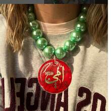 12 Zodiac Animal Creative Symbol Imitation Pearl Chunky Green Pendant Necklace Choker Jewelry Accessories, Birthday Gifts For Women - Green Pearl - View 5