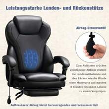 Ergonomischer Bürostuhl 180KG Schreibtischstuhl Mit Fußstütze Drehstuhl Aus Stoff Computerstuhl Mit Fußstütze Für Home Office & Büro - Black - View 4