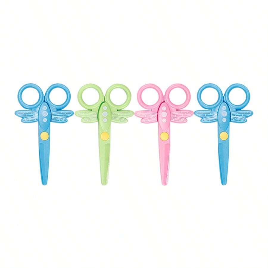 Kids Safety Student Paper Cutting Plastic Scissors, Dragonfly Shaped Craft Safety Scissors, DIY Cutting - Child  Dragonfly Scissors - View 1