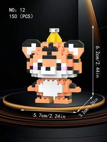1pc Small Particle Forest Animal Series Building Blocks Toy, Micro Creative Cartoon Animal Model Assembly Toy, Includes Lion, Goat, Chicken, Elephant, Hamster, Penguin, Horse, Crocodile, Rhinoceros, Deer, Bear, Tiger And 12 Styles. Cute Mini Decorative Item, Suitable For Home, Party, Office Decor. Best Birthday Holiday Gift For Friends, Room Decoration. - Multicolor - View 11